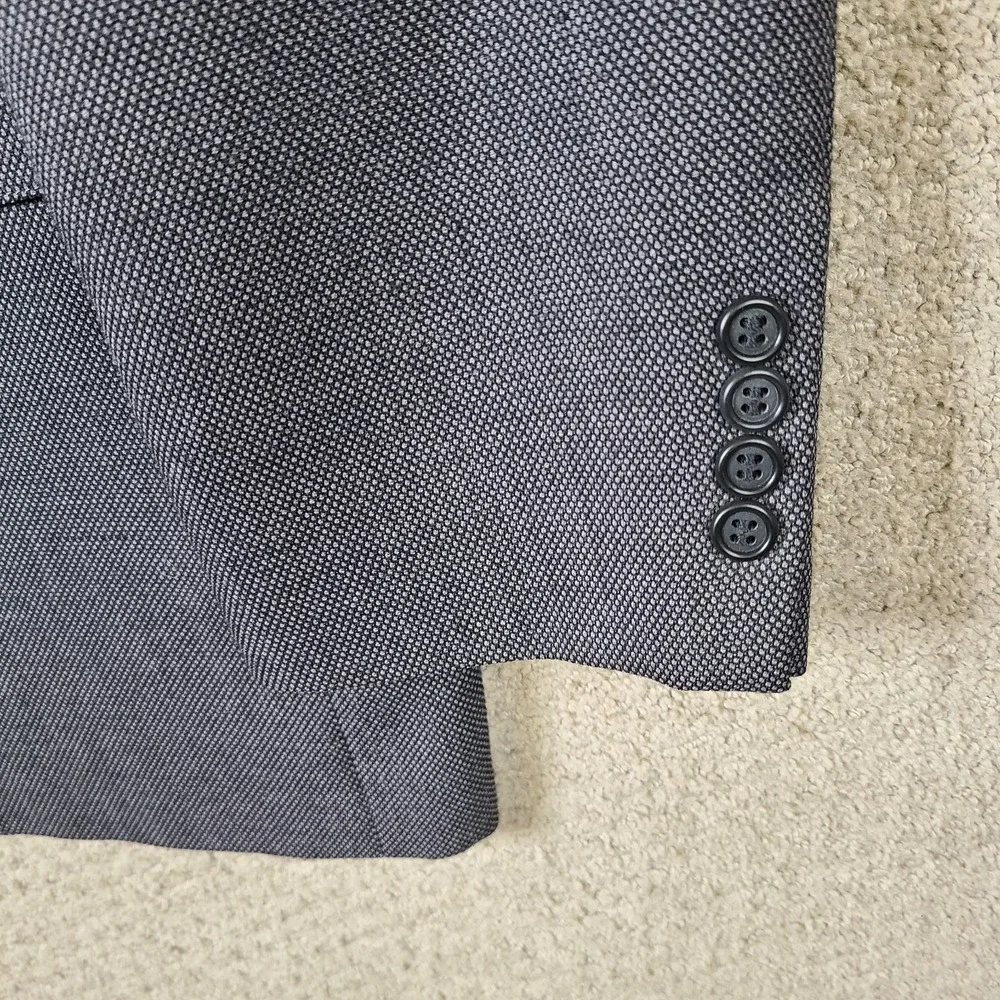 Robert Stock Jacket Mens 42L Gray Blazer‎ Birdseye Knit 2 Btn Hand Tailored VTG
